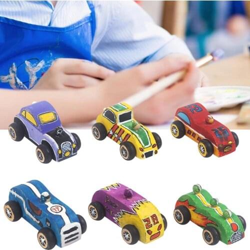 6Pcs Creative Car Model High Imitation Intellectual Development without Burrs DIY Wooden Car Model Toy for Children