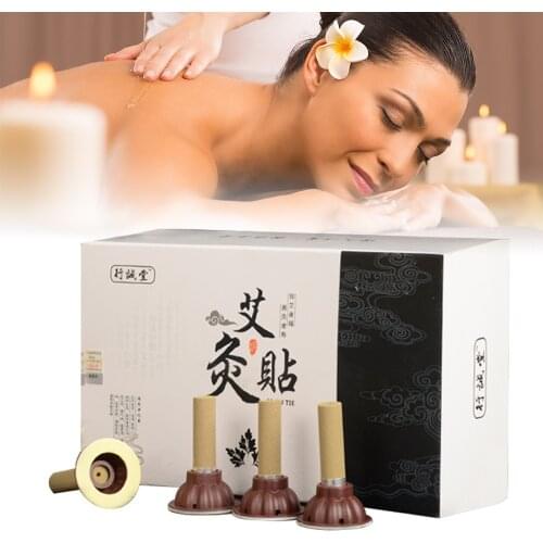 60pcs/Box Mini Portable Moxa Moxibustion Stick Smokeless Roll Self-Adhesive Chinese Medical Acupuncture Point Massage Sticker