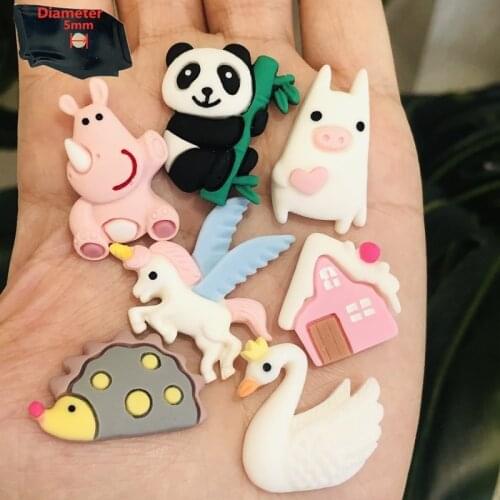 7PCS Resin Cute Cartoon Fridge Magnetic Sticker Kawaii Panda House Hippo Hedgehog Swan Unicorn Refrigerator Magnet Photo Wall