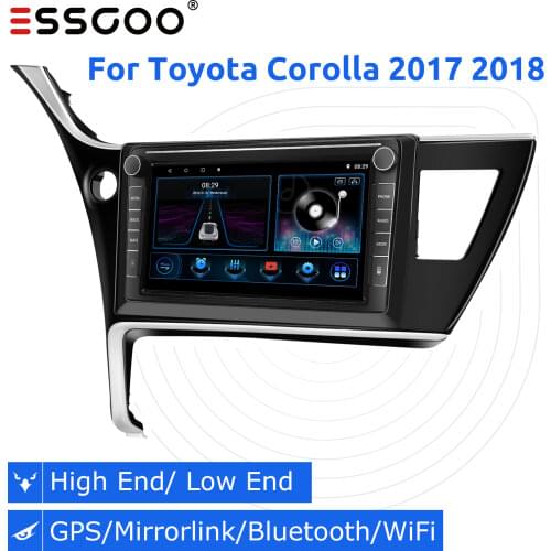 ESSGOO Car Radio 2 Din Android 9.1 Bluetooth For Toyota Corolla 2017 2018 10'' Autoradio Multimedia Video Player GPS Navigation