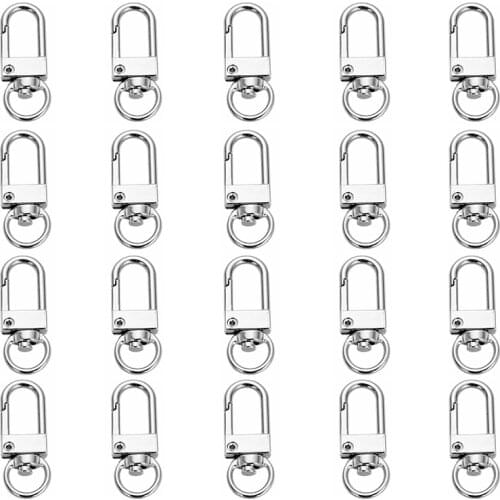 20pcs Silver Color Key Chains Classic Keychains Rotatable Split Llavero Swivel Lobster Keychain Metal Key Chain Accesorias