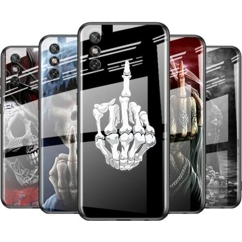 Tempered Glass Cover Grim Reaper Skull Skeleton For Huawei Y6 Y7 Y9 Y5P Y6P Y8S Y8P Y9A P Smart Z 2019 2020 2021 Phone Case