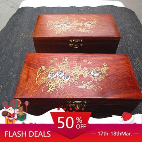 Wooden Jewelry Box Rosewood Jewelry Box Chinese Retro Buckle Simple Home Solid Wood Myanmar Rosewood Jewelry Box gift box