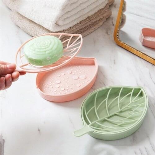 Leaf shape soap holder Non slip soap box Toilet shower tray draining rack bathroom gadgets soap dish soap tray holder