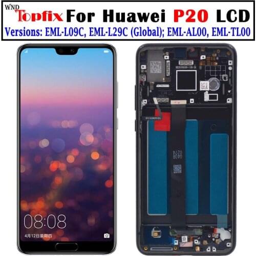For Huawei P20 LCD Display Touch Screen Assembly P20 Display With Frame And Fingerprint EML-L09C EML-L29C Screen Replac