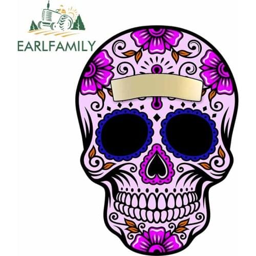 EARLFAMILY 13cm x 9.3cm for Sugar Skull Motorcycle Car Stickers Vinyl Material Decal Anime Car Accessories For JDM SUV RV