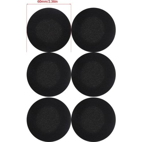 Earphone Accessories 6Pcs 60mm Black Foam Ear Pads Earphone Pad Sponge Earpads Headphone Cover for Earphone