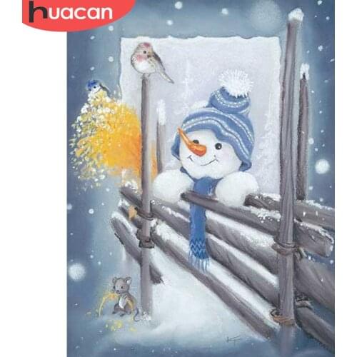 HUACAN 5D Diamond Painting Christmas Snow Man Full Drill Square Home Decor Gift Rhinestone Handcraft Kit New Arrival