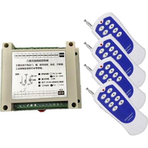 AC 220V 110V 85-265V 8CH 8 CH intelligent RF Wireless Remote Control Switch System For LED Light / Door / Motor / Pump