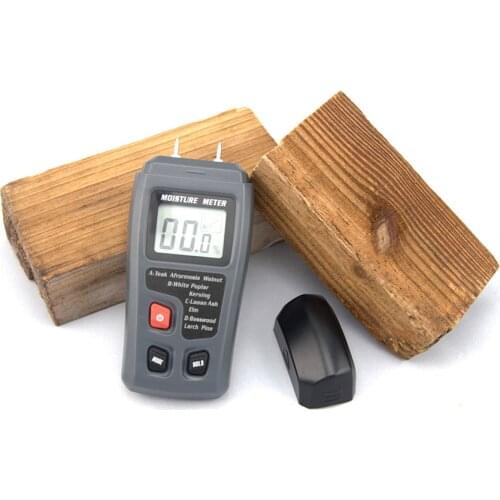 EMT01 Wood Moisture Meter Digital 0-99.9% Large LCD Display Two Pins Wood Humidity Tester Hygrometer Timber Damp Detector