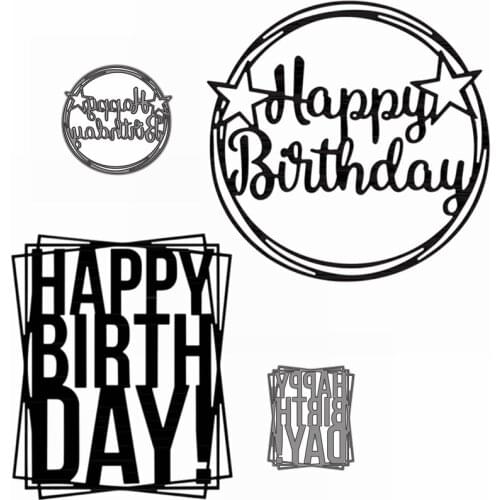 Happy Birthday In Circle/rectangle Metal Cutting Dies New 2021 Scrapbook Die Cuts Embossing Scrapbooking Stencil Craft