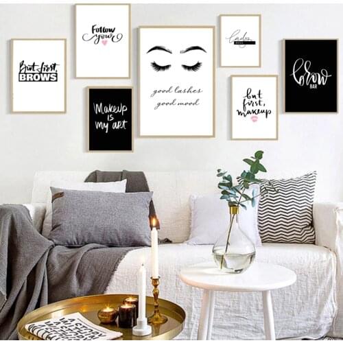 Fashion Makeup Printing Poster Black And White Good Eyelash Beauty Canvas Painting Wall Art Modern Minimalist Living Room Decor