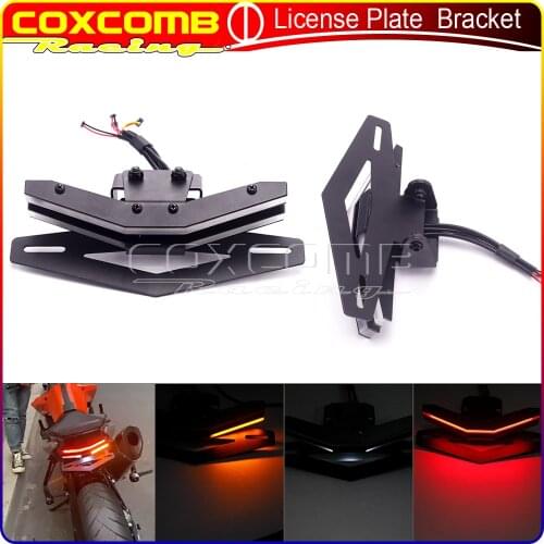 Motorcycle Black Steel License Plate Holder Bracket LED Turn Signal Lights Tail Tidy Fender Eliminator Kit For 790 2017-2020