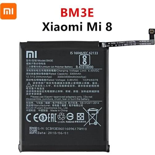 Xiao mi 100% Orginal BM3E 3400mAh Battery For Xiaomi Mi 8 Mi8 M8 BM3E High Quality Phone Replacement Batteries