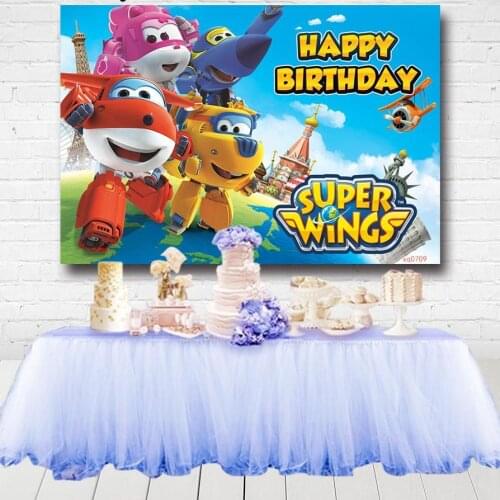 Super Wings Kids Birthday Custom Photo Background Baby Shower Backdrop Photography Studio Supplies Vinyl Polyester