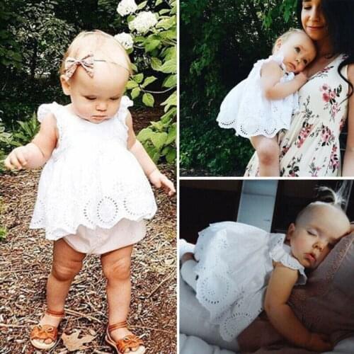 Pudcoco 2020 Princess Infant Baby Girl Summer Sleeveless Lace Romper Dress Bodysuit Clothes