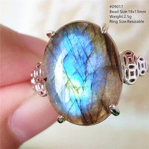 Top Natural Labradorite Blue Light Adjustable Ring Oval 925 Sterling Silver Resizable Labradorite Ring Jewelry AAAAAA