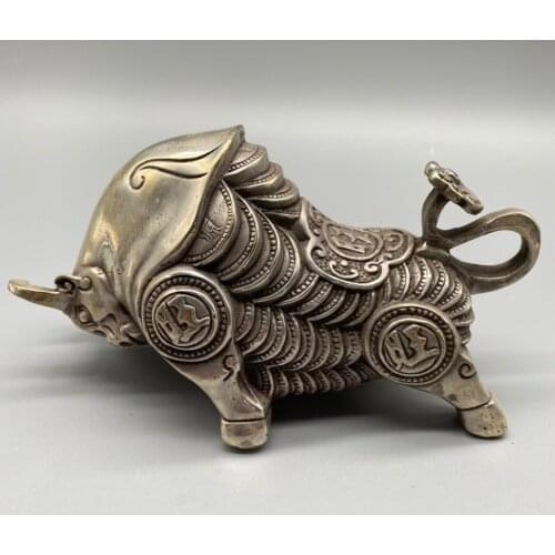 Collect China Fine Workmanship Cupronickel Sculpture Get Rich Bull Metal Crafts Home Decoration