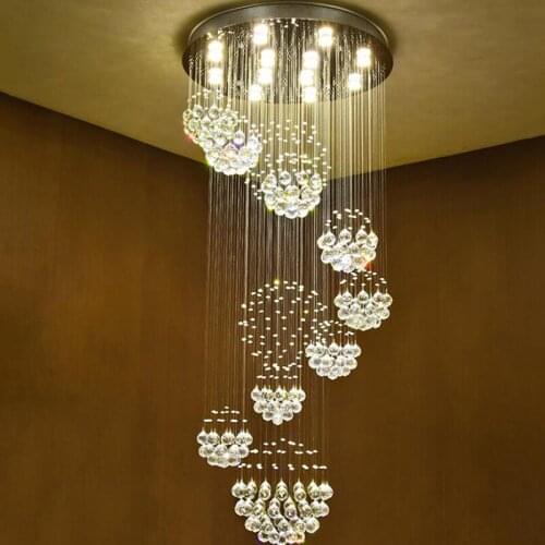 Moderne 13 STKS lustre crystal ball kroonluchter grote de cristal lichten D80xH300cm Upscale sfeer Hotel Verlichting