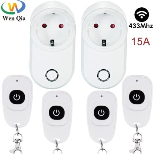 433MHz Universal Wireless Remote Control Switch Electric Socket EU 220V Remote control plug 15A 1527 Learning Code Controller