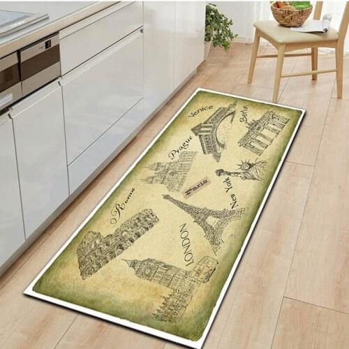 Vintage Eiffel Tower Kitchen Carpet Home Entrance Doormat Bedroom Bedside Decor Floor Rug Hallway Balcony Bathroom Anti-Slip Mat