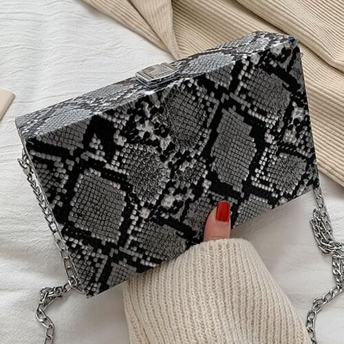 Women Summer Crossbody Bags Luxury Designer Snake Print Square Bag For Female Ladies Chain Diagonal Box Packages Free Shipping