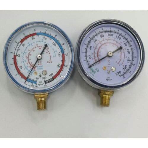 1/8" 70mm Blue Low Pressure Refrigeration Freon A/C Manifold Gauge Low R-12/R-22/R-502(R-404A/R-134a) 0-220/350Psi 0-15/25kg/cm2