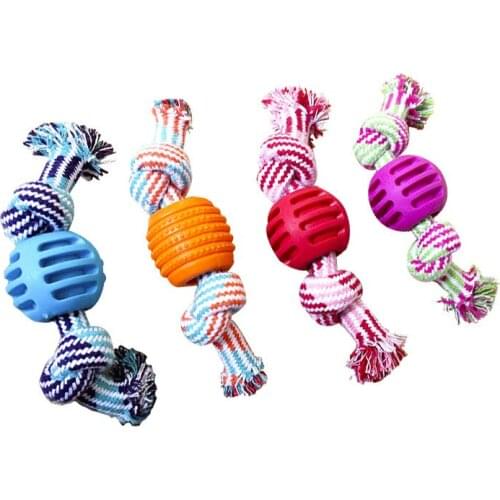 1pc Bite Resistant Dog Rope Knot Toys for Small Large Dogs Rubber Ball Interactive Chew Toy Puppy Dental Care Pet Accessories