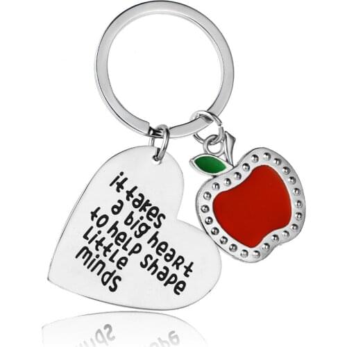 12 Pc/Lot It Takes A Big Heart To Help Shape Little Mind Heart Teachers Key chain Thanks Gift For Teachers Wallet Keyfob Keyring
