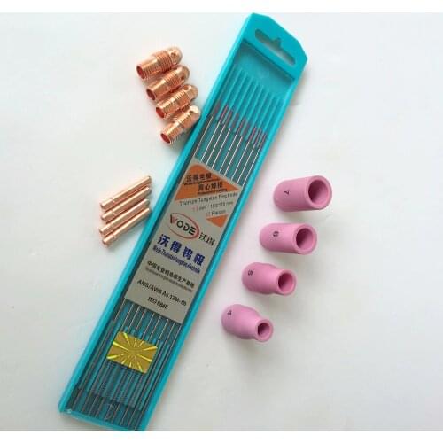 Tig Torch Consumables WP-9 WP-20 WP9 WP20 1.6 mm Tungsten Electrode Collet Collet Body Nozzle Kit 22 PCS