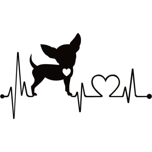 40661# Die-Cut Vinyl Decal Chihuahua Dog Heartbeat Lifeline Car Sticker Waterproof Auto Decors on Car Body Bumper Rear Window