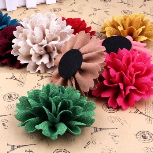50pcs/lot)3.8" 9 Colors High Qulity Blossom Scalloped Flower Accessories For Headband New Arrived Fabric Flower For Kids