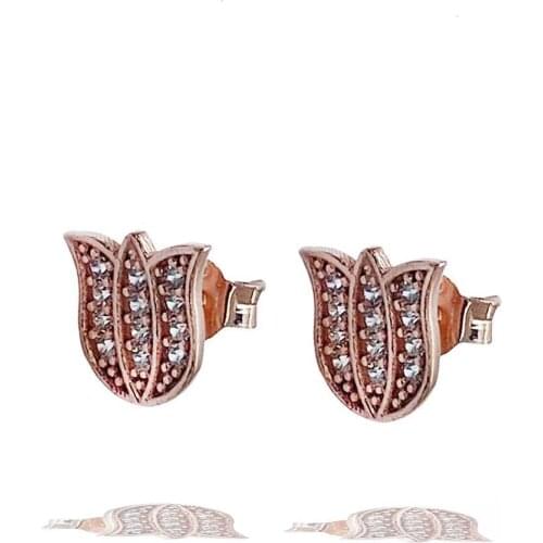 925 sterling Tulip Motif Women Silver Earrings
