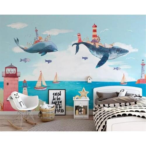 Beibehang Nach größe wand papier Nordic kreative aquarell Mittelmeer kinderzimmer junge mädchen klassische hintergrund tapete