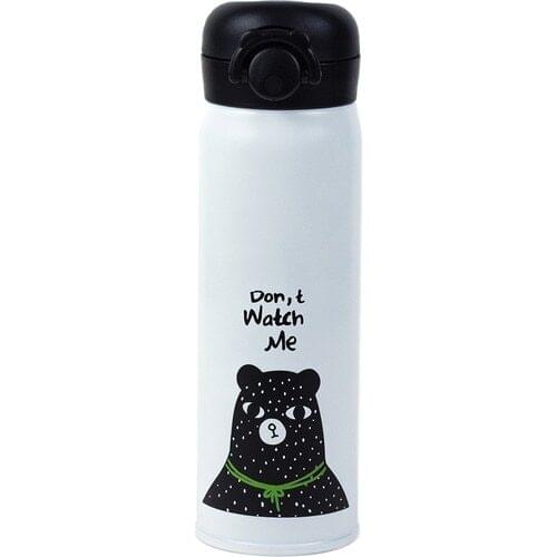 Kamplumbaa Black Bears White Steel Thermos 500ML