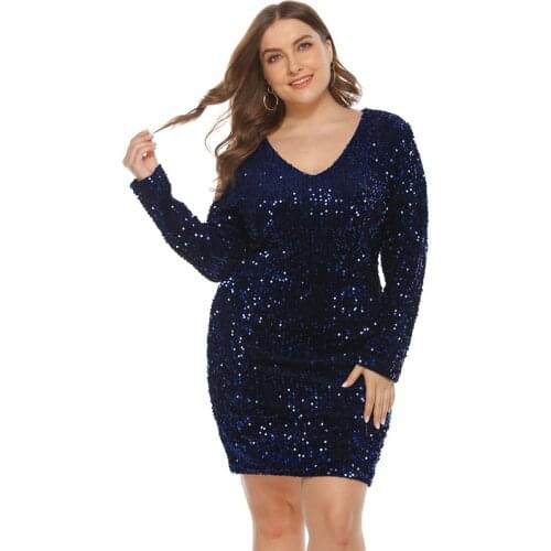 Glitter Dress Plus Size Women Clubwear Birthday Sequin Teen Dress Blue Black Green Bodycon Party Club Outfit Oversize 4xl 5xl