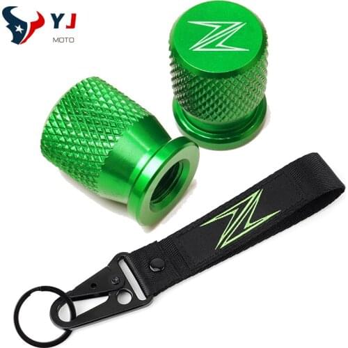 Motorcycle Embroidery Keychain Keyring&Tire Valve Cover Cap Accessories For Kawasaki Z250 Z300 Z400 Z800 Z900 Z650 Z750 Z1000 SX