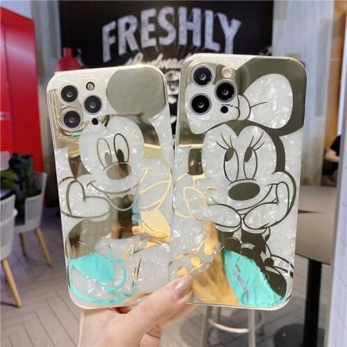 Bronzing Glitter All-inclusive Mickey Minnie Soft Shell Silicone Anti-drop Shell Pattern Mobile Phone Case for IPhone12,iPhone11