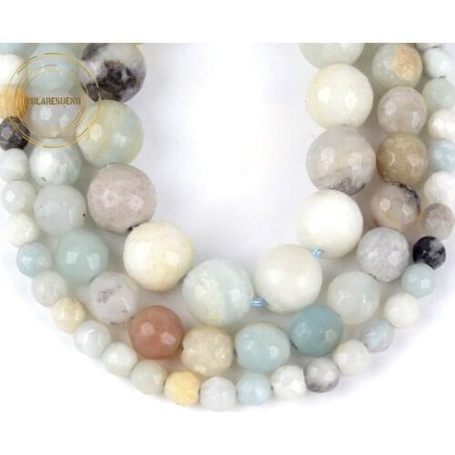 Natural Amazonite Faceted Beads Round Loose Spacer Stone Beads For Jewelry Making Diy Bracelet Necklace Pendant 4 6 8 10 12mm