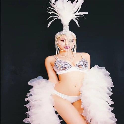 DC37 Ballroom dance costumes led supply catwalk models stage show wears dresses women cloth wings headwear dj singer bar club dj