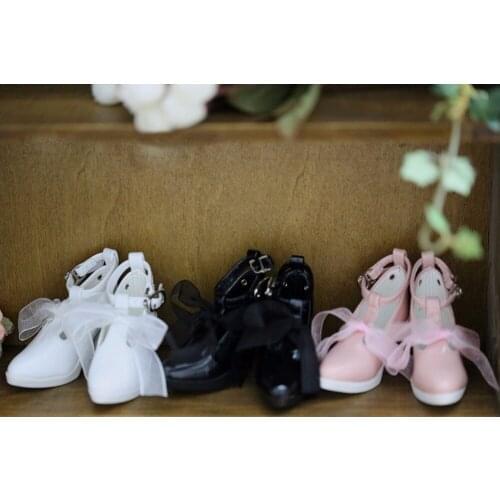 N01-X077 children handmade toy 1/3 1/4 Doll Accessories BJD/SD doll shoes Ribbon high heels 1pair