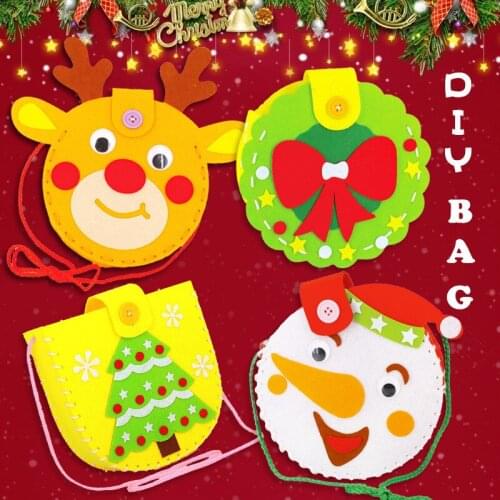 Kids DIY Christmas Handbag Non-Woven Cartoon Handmade Backpack Kindergarten Children Manual Bag Materials Kits