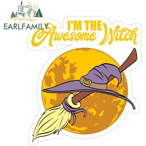 EARLFAMILY 13cm x 11.5cm for Im The Awesome Witch Trunk Car Sticker Motorcycle Occlusion Scratch Decal Cartoon Bumper Decoration