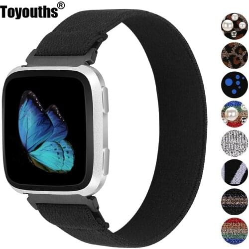 Elastic Strap for Fitbit Versa 2 Band Scrunchie Soft Stretch Nylon Strap Bracelet Women Replacement Wristband for Fitbit Versa