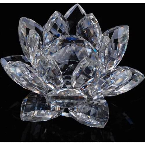 120mm Colorful Quartz Crystal Glass Lotus Feng shui Crystals Stone Home Wedding Decoration Souvenirs Figurines & Miniatures