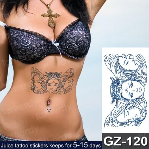 Three-faced Buddha chinese tattoo waterproof long lasting tattoos women body art tatoo sticker India tattoo rose flowers tattoos