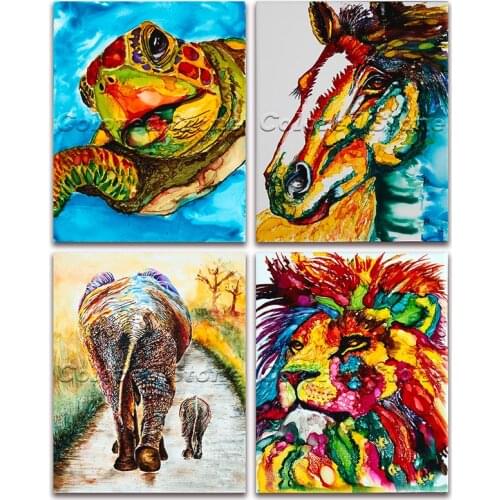 5D Full Square Diamond painting embroidery Cross stitch Animals Tortoise horse elephant lion DIY Round Drill Drawing mosaic 225