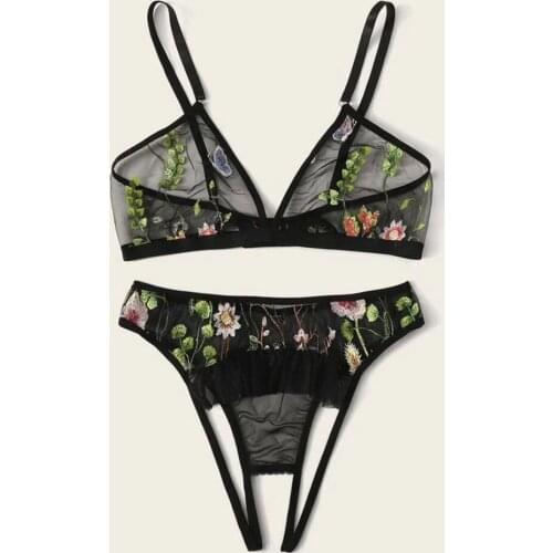 Embroidery Lace Women Underwear Erotic Lingerie Sexy Bra Set Porn Crotchless Lenceria Sensual Mujer Sexy Underwear Brief Panties