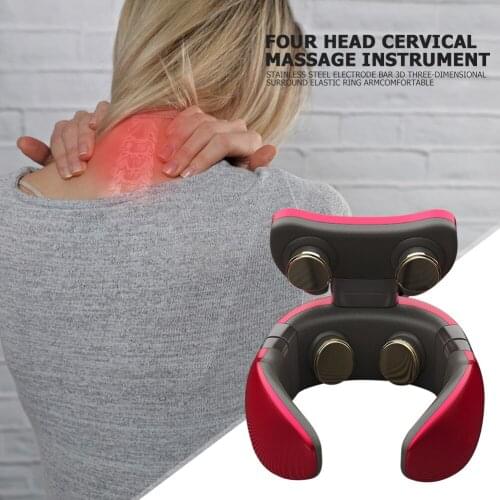 USB Charging 4D Magnetic Therapy Electric Neck Massager Cervical Stimulator Pain Relief Tool Health Care Relaxation Machine