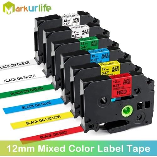 Markurlife 6PCS Label Tape 12mm Compatible for Brother TZe-131 TZe-231 TZe-431 TZe-531 TZe-631 TZe-731 Label Maker